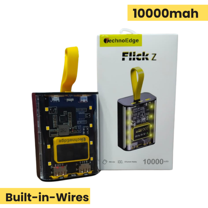 TECHNOEDGE FLICK Z BUILT IN CABLES 10000 MAH 2500
