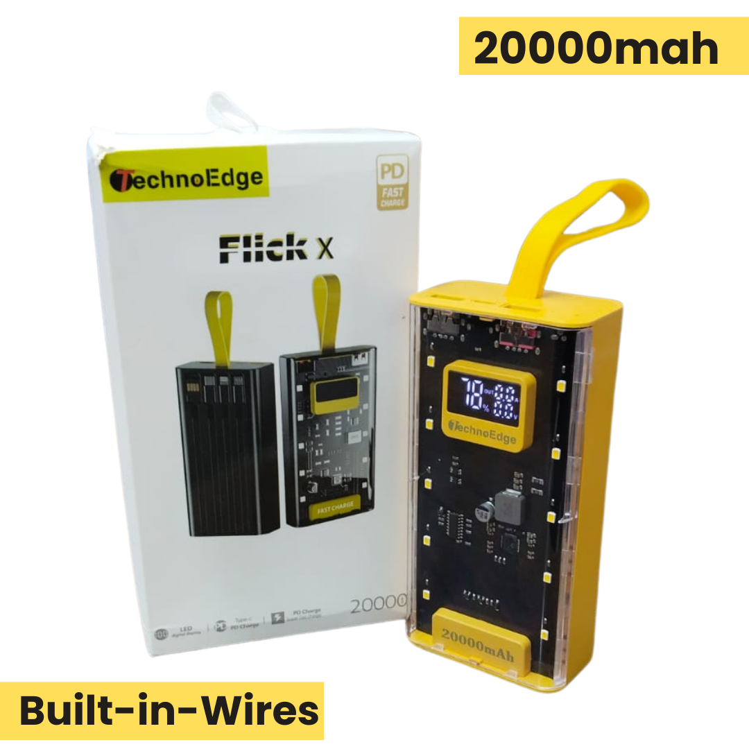 TECHNOEDGE FLICK X BUILT IN 4 CABLES 20000 MAH