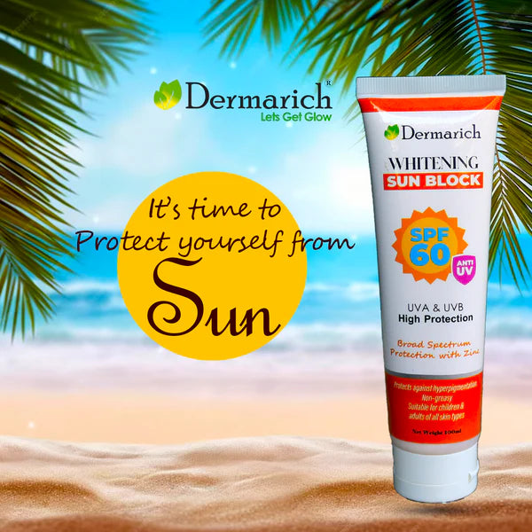 Dermarich® SPF-60 Sun Block with Whitening Effect (100% Protection from UVA and UVB Rays)