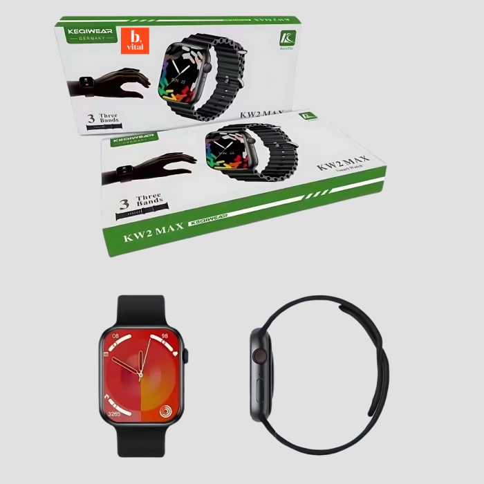Smart Watch KW2 MAX with Amoled Display with 3 Straps