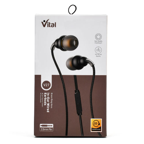 VITAL Metal Handfree V27 Wired in EarBuds with Sleek design Premium Sound Quality