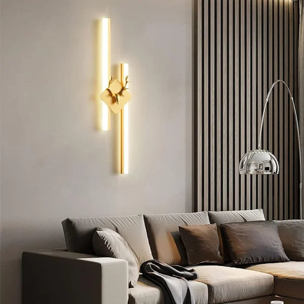 Modern Minimalist Gold Long Led Deer Shape Acrylic Wall Lamp | Bedroom Light Corridor, Stairs, Aisle Decorative Lighting Fixture