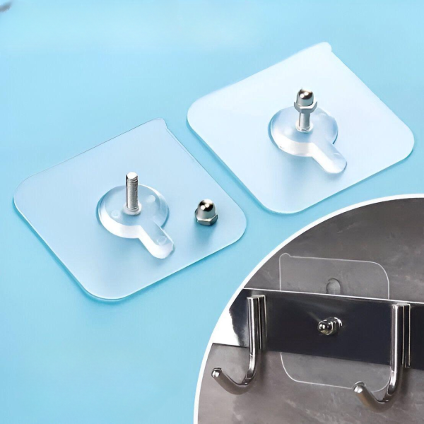 Pack Of 4 Adhesive Screw Sticker Hook Heavy Duty Stick On Door Nail Free Screw Non-trace No Drilling Nail Self Waterproof Adhesive Hanging Nails Hooks Holders Multifunctional Use