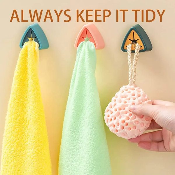 (Pack Of 4) Towel And Rag Storage Plug Punch Free Towel Plug Holder Kitchen Bathroom Triangle Towel Plug Holder/ Bathroom Organizer Self Adhesive Wall Mount Push In Hook (random Color)