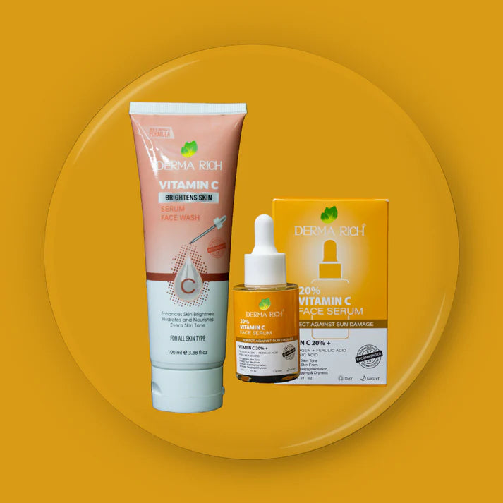 Dermarich® Vitamin C Brightening Bundle (2 in 1) Includes Vitamin C Face Wash & Serum