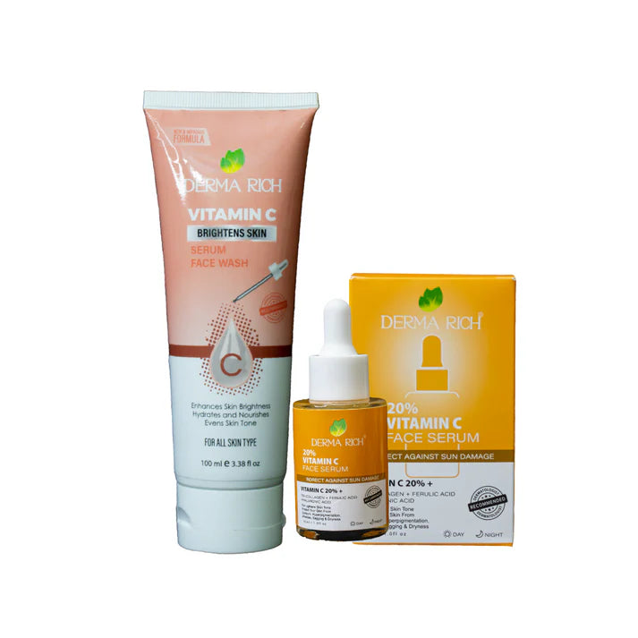 Dermarich® Vitamin C Brightening Bundle (2 in 1) Includes Vitamin C Face Wash & Serum