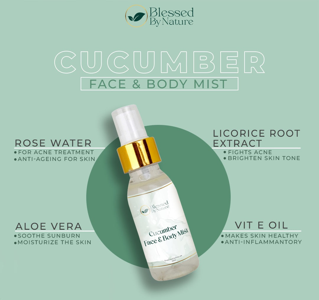 Blessed By Nature™ Cucumber Mist (with Vitamin E and Rose extracts)