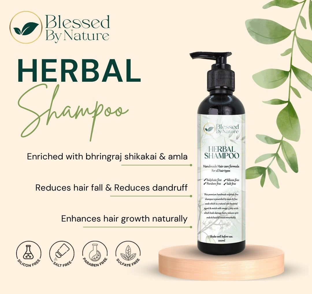 Blessed By Nature™ Herbal Shampoo (100% Organic with Vitamin A & C)