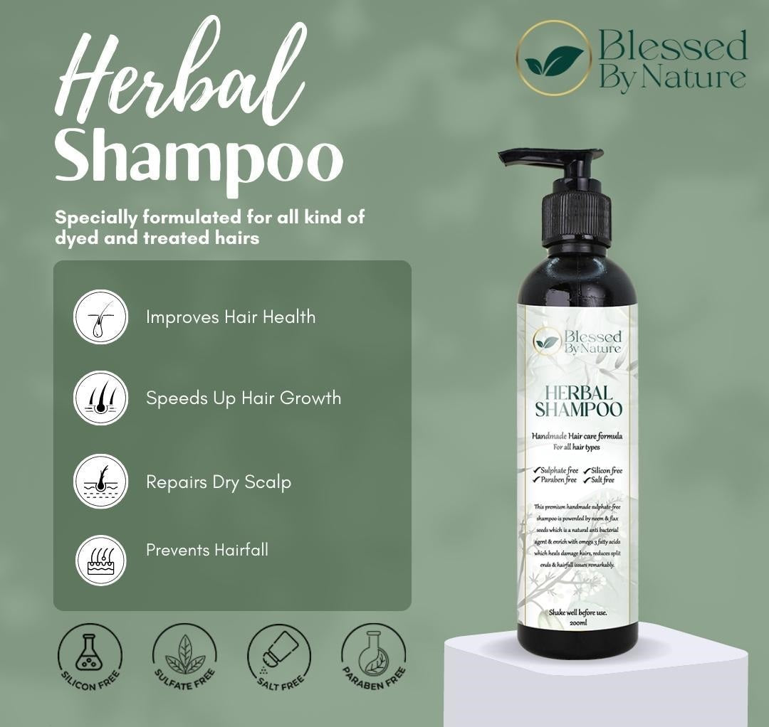 Blessed By Nature™ Herbal Shampoo (100% Organic with Vitamin A & C)