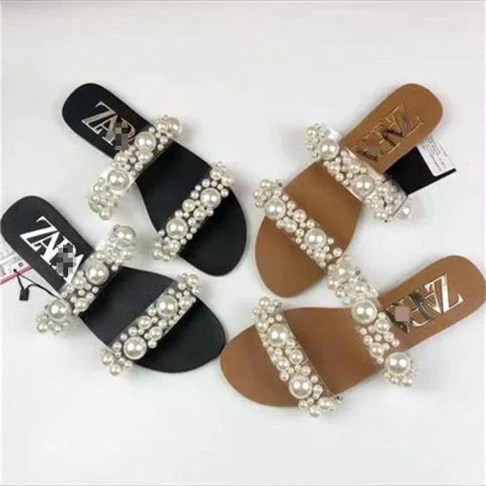 ZARA PEARL FLAT( BLACK)