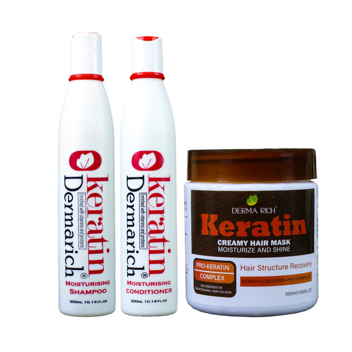 Dermarich® Keratin Repair Bundle (3 in 1)  – Keratin Shampoo + Keratin Conditioner + Keratin Hair Mask