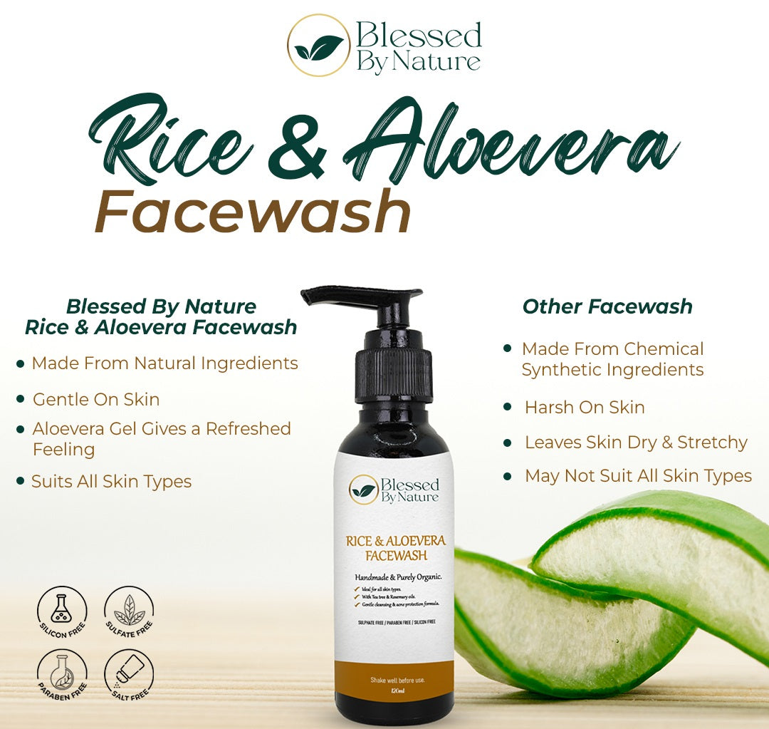 Blessed By Nature™ Rice Aloe Vera Face Wash (with Anti-Ageing Effect)