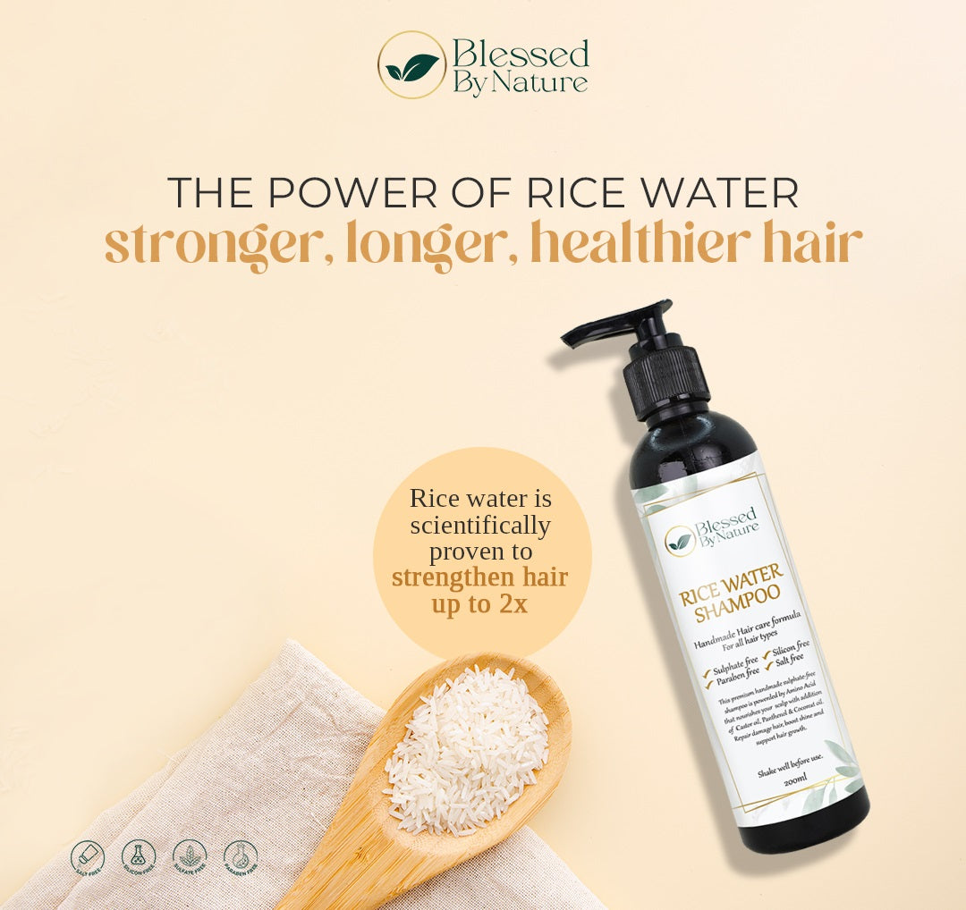 Blessed By Nature™ Rice Water Shampoo (Hair Care with 100% Organic Composition)