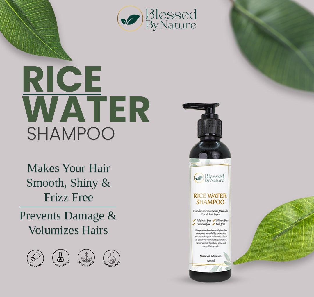 Blessed By Nature™ Rice Water Shampoo (Hair Care with 100% Organic Composition)