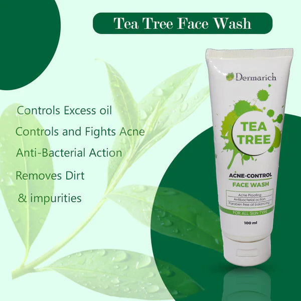 Dermarich® Tea Tree Face Wash (For Acne & Pimples With Tea Tree & Neem) | 100 mL