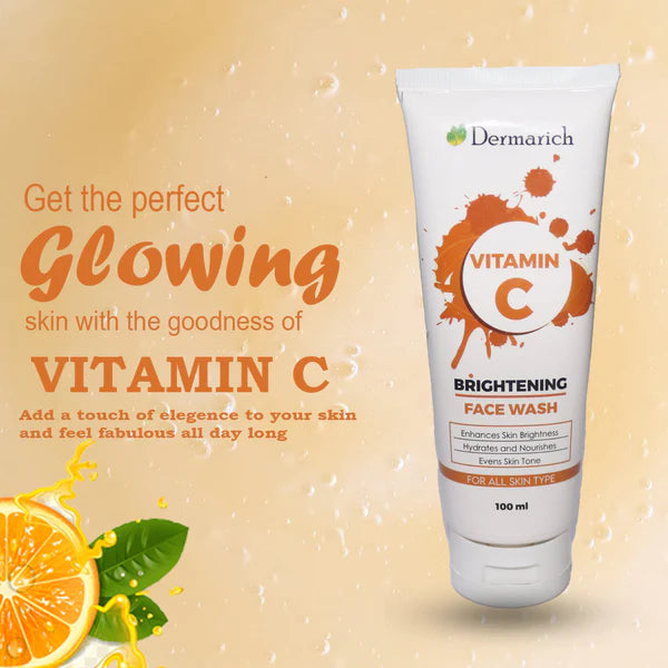 Dermarich® Vitamin C Face Wash For Bright & Radiant Skin (with Vitamin C & Lemon) | 100 mL