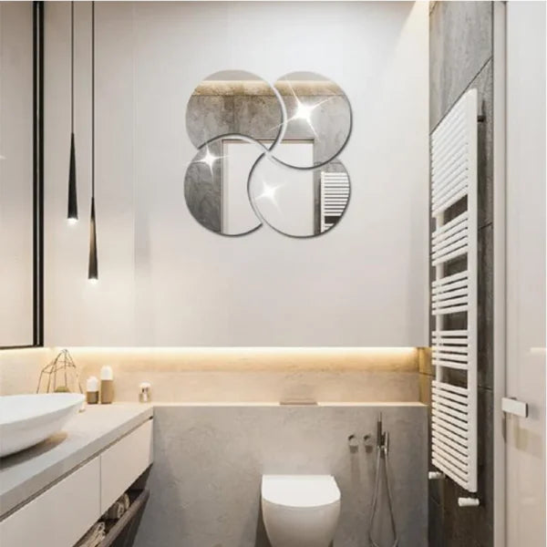 Acrylic Mirror Wall Decoration Sticker Silver Color