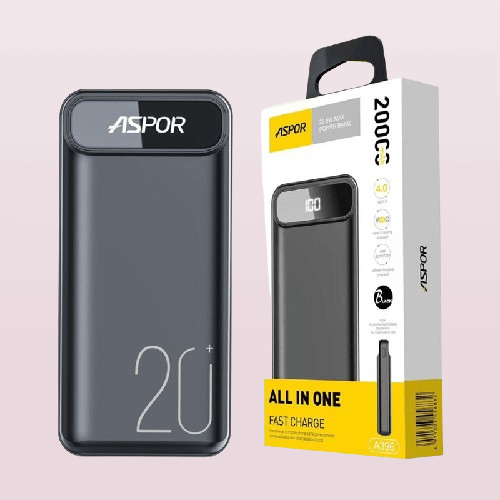 Aspor A396 22.5W Power Bank 20000mah Capacity for On the Go Power