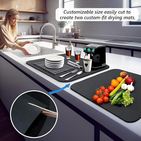 Kitchen Counter Silicone Non Slip Mat Absorbent Rubber Backed Hide Stain Drainer Mats Tableware (30*40cm) (random Color)