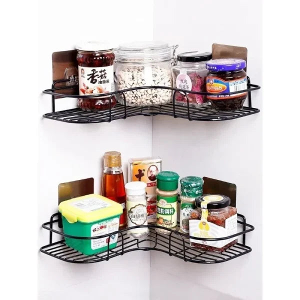 Metal Corner Rack For Bathroom & Kitchen | Bathroom Metal Shelf Organizer | Storage Rack Corner Frame Shampoo Storage Holder | Wall Mount Bathroom Accessories
