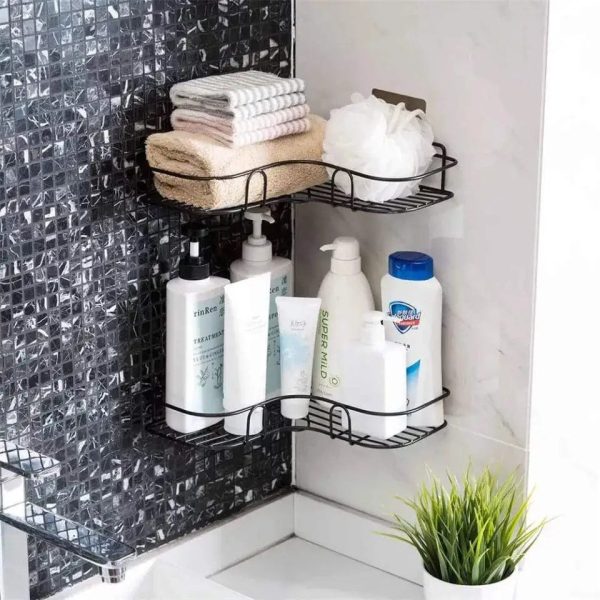 Metal Corner Rack For Bathroom & Kitchen | Bathroom Metal Shelf Organizer | Storage Rack Corner Frame Shampoo Storage Holder | Wall Mount Bathroom Accessories