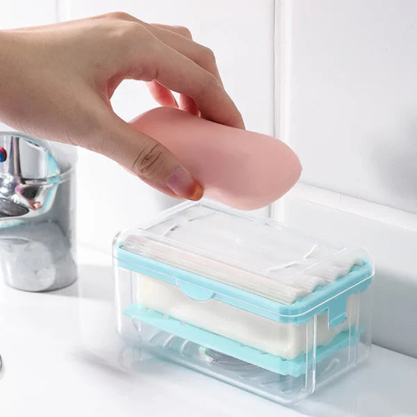 Multifunction Foaming Soap Dish With Drain Soap Box With Bubbler Suitable For Laundry Soap Holder (random Color)