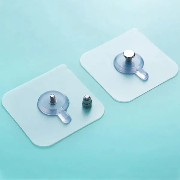 Pack Of 4 Adhesive Screw Sticker Hook Heavy Duty Stick On Door Nail Free Screw Non-trace No Drilling Nail Self Waterproof Adhesive Hanging Nails Hooks Holders Multifunctional Use