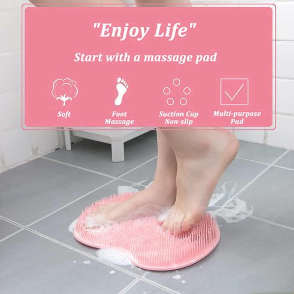 Shower Foot & Back Scrubber Mat, Wall Stick Suction Silicone Bathroom Scrubber (random color)